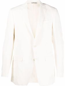 Canali blazer boutonné en lin et soie mélangés - Blanc