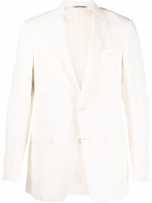 Canali blazer boutonné en lin et soie mélangés - Blanc
