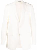 Canali blazer boutonné en lin et soie mélangés - Blanc