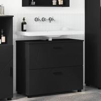 Badkamer Kast met lade Zwart 76,5 x 35 x 64 cm Bewerkt hout
