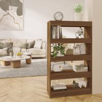 Boekenkast/kamerscherm 80x30x135 cm bewerkt hout bruin eiken