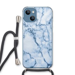 Blauw marmer: iPhone 13 Transparant Hoesje met koord