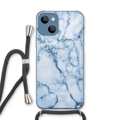 Blauw marmer: iPhone 13 Transparant Hoesje met koord