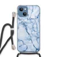 Blauw marmer: iPhone 13 Transparant Hoesje met koord