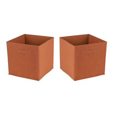 Opbergmand/kastmand Square Box - 6x - karton/kunststof - 29 liter - oranje - 31 x 31 cm