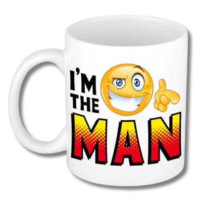 Collega Cadeau Koffiemok - wit - I am the Man - 300 ml - Kantoorhumor serie