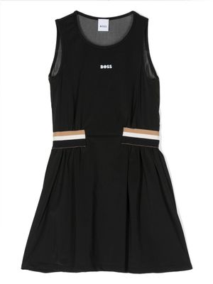 BOSS Kidswear robe sans manches à taille contrastante - Noir
