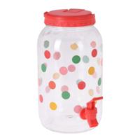 Drank dispenser/limonadetap - met tapje - kunststof - 3750 ml - rood - H27 x D19 cm