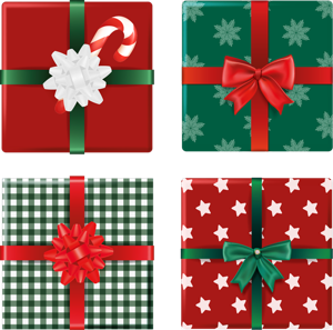 Kerst onderzetters Geschenkdozen pack