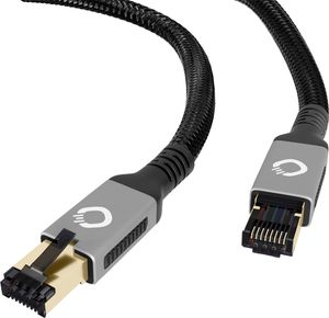 Oehlbach D1C13357 RJ45 Netwerkkabel, patchkabel CAT 8.1 10.00 m Zwart, Goud 1 stuk(s)