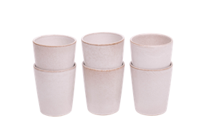 Koffiekopjes set van 6 - 250 ml - 6 persoons - Lissabon - Wit met bruine spikkel - Portugees stoneware