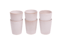 Koffiekopjes set van 6 - 250 ml - 6 persoons - Lissabon - Wit met bruine spikkel - Portugees stoneware