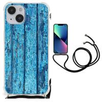 iPhone 14 Plus Stevig Telefoonhoesje Wood Blue