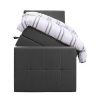 Leen Bakker - Boxspring Met Opbergruimte En Voetbord Liv Geblokt - Antraciet - 90x200cm - Stof - Grijs