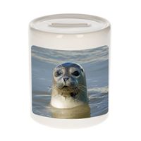 Dieren foto spaarpot grijze zeehond 9 cm - zeehonden spaarpotten jongens en meisjes - thumbnail