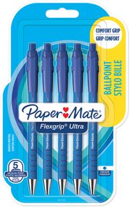 Papermate Flexgrip Ultra Blauw Intrekbare balpen met klembevestiging Medium 5 stuk(s)