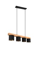 Trio HanglampCameron 4-lichts zwart met houtbruin - R30654002