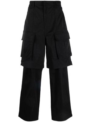 Juun.J pantalon droit à poches cargo - Noir