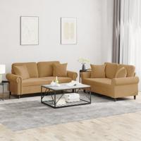 2-delige Loungeset met kussens fluweel bruin