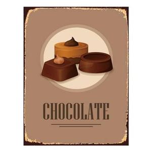 Clayre & Eef Tekstbord 25x33 cm Bruin Ijzer Chocolade Sweets Wandbord