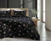 RoyalTextile - Glamour Stars Foil Dekbedovertrek Flanel - Zwart - 240 x 220 RoyalTextile - Glamour Stars Foil Dekbedovertrek Flanel - Zwart - 240 x 220