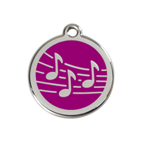Music Purple roestvrijstalen hondenpenning medium/gemiddeld dia. 3 cm - RedDingo