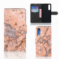 Huawei P30 Bookcase Marmer Oranje - thumbnail