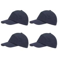 5-panel baseballcap donkerblauw met klittenbandsluiting voor volwassenen 4 stuks