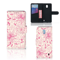 Nokia 1 Plus Hoesje Pink Flowers - thumbnail