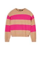 NoBell Meisjes cropped trui gebreid colourblock - Kessy - Piiink roze