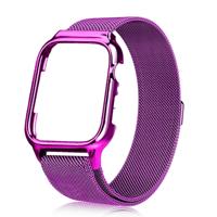 Milanese lus magnetische roestvrijstalen horlogeband met frame voor Apple Watch Series 4 44mm