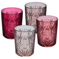 Secret de Gourmet Waterglazen / drinkglazen Ayla - 4x - transparant roze - 350 ml