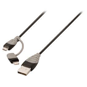 Bandridge 2-in-1 Data en Oplaadkabel USB A Male naar Micro-B Male | 1 m | 1 stuks - BBM39400B10 BBM39400B10