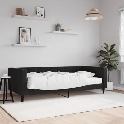 Slaapbank met matras 90x190 cm fluweel zwart