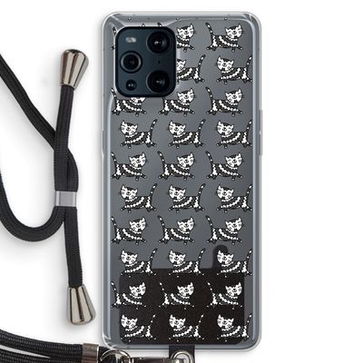 Zwarte poes: Oppo Find X3 Transparant Hoesje met koord