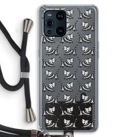 Zwarte poes: Oppo Find X3 Transparant Hoesje met koord