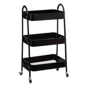 5Five Keukentrolley/kast - zwart - metaal - 78 x 44 x 32 cm - 3 niveaus - draadmanden - Opberg trolley