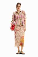 Patchwork midi-rok met bloemenprint - MATERIAL FINISHES - XL