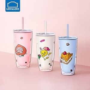 locklock Kakao Friends Muzi koffiekopje glazen beker helder beker met deksel rietje 26 oz beker met deksel voor warme en koude dranken herbruikbare smoothie- en ijskoffiebeker 26 oz beker helder Lightinthebox