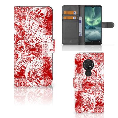 Telefoonhoesje met Naam Nokia 7.2 | Nokia 6.2 Angel Skull Rood