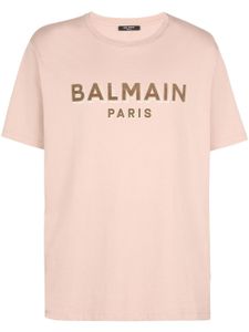 Balmain t-shirt en coton à logo floqué - Tons neutres