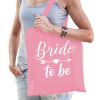 Bellatio Decorations Bride to be tas - bruiloft/vrijgezellenfeest - roze - katoen - 42 x 38 cm   - - thumbnail
