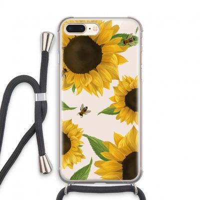 Sunflower and bees: iPhone 8 Plus Transparant Hoesje met koord