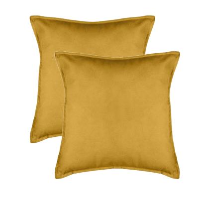Bank/sierkussens huiskamer Sophia - 2x stuks - 52 x 52 cm - Okergeel - polyester - met rits