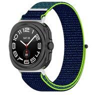 Nylon Sport loop bandje - Blauw met lime groen - Samsung Galaxy Watch Ultra 47mm Nylon Sport loop bandje - Blauw met lime groen - Samsung Galaxy Watch Ultra 47mm