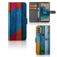 Nokia G22 | Book Style Case | Wood Heart - Cadeau voor je Vriend