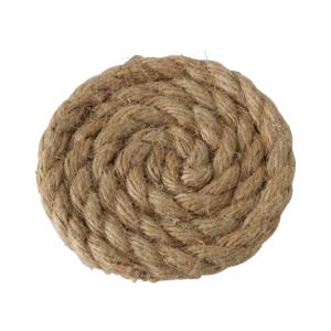 Deco by Boltze glazen onderzetters Rope - 4x - jute - naturel - 10 x 10 cm - opgerold touw stijl