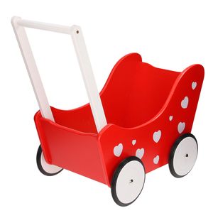 Playwood poppenwagen rood met hartjes