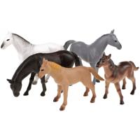 Speelgoed paarden figuren - 5x stuks - 14 cm - kunststof - paardjes speelset