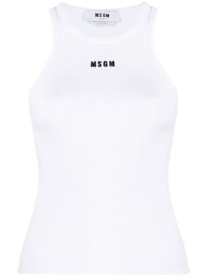 MSGM débardeur nervuré à logo brodé - Blanc